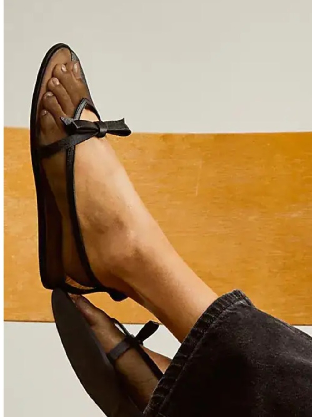 FREE PEOPLE Mesh Ballet Flats With Bow Detail 8